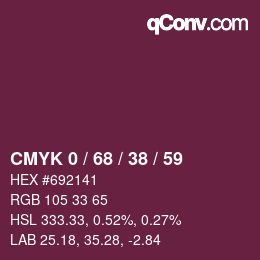 カラーコード: CMYK 0 / 68 / 38 / 59 | qconv.com