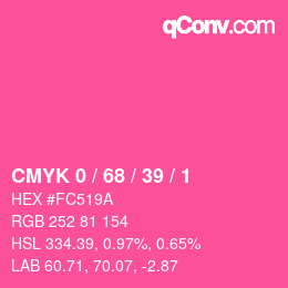 颜色代码: CMYK 0 / 68 / 39 / 1 | qconv.com