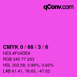 カラーコード: CMYK 0 / 68 / 3 / 6 | qconv.com