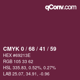 Color code: CMYK 0 / 68 / 41 / 59 | qconv.com
