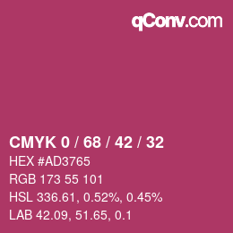カラーコード: CMYK 0 / 68 / 42 / 32 | qconv.com
