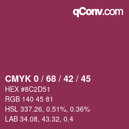 颜色代码: CMYK 0 / 68 / 42 / 45 | qconv.com
