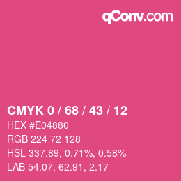 颜色代码: CMYK 0 / 68 / 43 / 12 | qconv.com