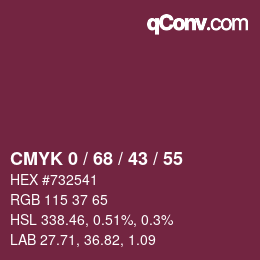 颜色代码: CMYK 0 / 68 / 43 / 55 | qconv.com