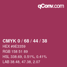 Color code: CMYK 0 / 68 / 44 / 38 | qconv.com
