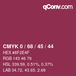 Color code: CMYK 0 / 68 / 45 / 44 | qconv.com