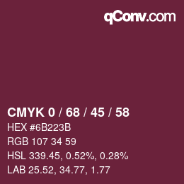 Color code: CMYK 0 / 68 / 45 / 58 | qconv.com