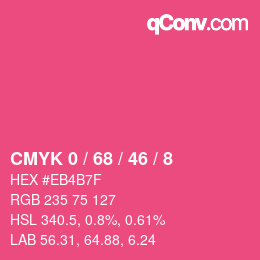Farbcode: CMYK 0 / 68 / 46 / 8 | qconv.com
