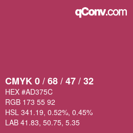 Color code: CMYK 0 / 68 / 47 / 32 | qconv.com