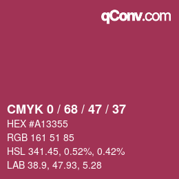 Color code: CMYK 0 / 68 / 47 / 37 | qconv.com