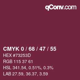 Código de color: CMYK 0 / 68 / 47 / 55 | qconv.com