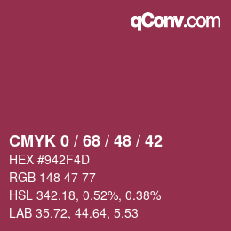 Color code: CMYK 0 / 68 / 48 / 42 | qconv.com