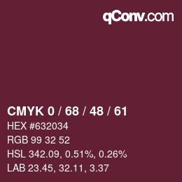 Color code: CMYK 0 / 68 / 48 / 61 | qconv.com