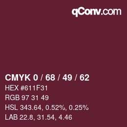 Color code: CMYK 0 / 68 / 49 / 62 | qconv.com