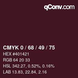 Color code: CMYK 0 / 68 / 49 / 75 | qconv.com