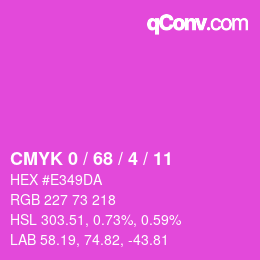 カラーコード: CMYK 0 / 68 / 4 / 11 | qconv.com