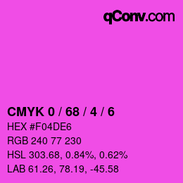 Color code: CMYK 0 / 68 / 4 / 6 | qconv.com
