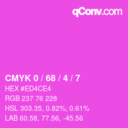カラーコード: CMYK 0 / 68 / 4 / 7 | qconv.com
