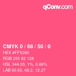 Color code: CMYK 0 / 68 / 50 / 0 | qconv.com