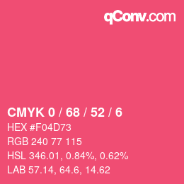 Color code: CMYK 0 / 68 / 52 / 6 | qconv.com