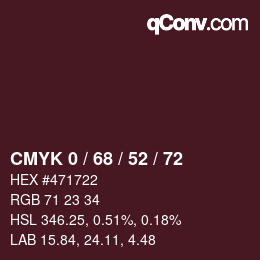 Color code: CMYK 0 / 68 / 52 / 72 | qconv.com