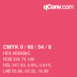 颜色代码: CMYK 0 / 68 / 54 / 8 | qconv.com