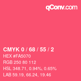 Color code: CMYK 0 / 68 / 55 / 2 | qconv.com