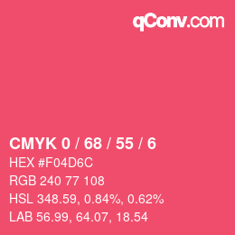 Color code: CMYK 0 / 68 / 55 / 6 | qconv.com