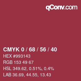 颜色代码: CMYK 0 / 68 / 56 / 40 | qconv.com