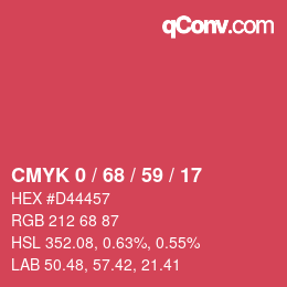 Color code: CMYK 0 / 68 / 59 / 17 | qconv.com