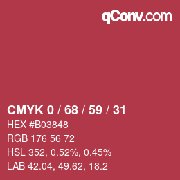 Color code: CMYK 0 / 68 / 59 / 31 | qconv.com
