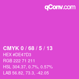 カラーコード: CMYK 0 / 68 / 5 / 13 | qconv.com