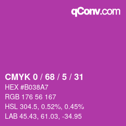 Color code: CMYK 0 / 68 / 5 / 31 | qconv.com