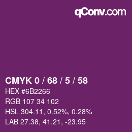 Color code: CMYK 0 / 68 / 5 / 58 | qconv.com