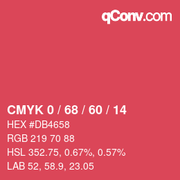カラーコード: CMYK 0 / 68 / 60 / 14 | qconv.com
