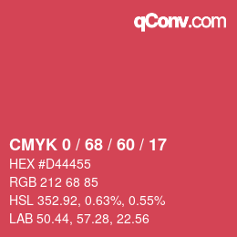 Color code: CMYK 0 / 68 / 60 / 17 | qconv.com