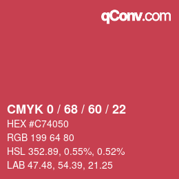 颜色代码: CMYK 0 / 68 / 60 / 22 | qconv.com