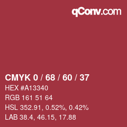 カラーコード: CMYK 0 / 68 / 60 / 37 | qconv.com