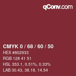カラーコード: CMYK 0 / 68 / 60 / 50 | qconv.com