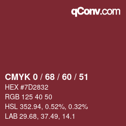 Color code: CMYK 0 / 68 / 60 / 51 | qconv.com