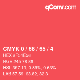 Color code: CMYK 0 / 68 / 65 / 4 | qconv.com