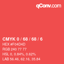 颜色代码: CMYK 0 / 68 / 68 / 6 | qconv.com