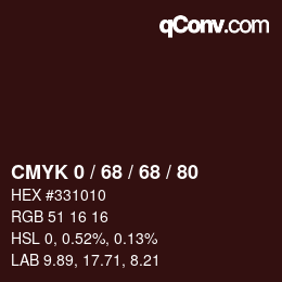 Color code: CMYK 0 / 68 / 68 / 80 | qconv.com