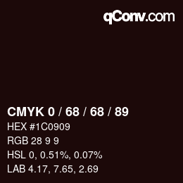 颜色代码: CMYK 0 / 68 / 68 / 89 | qconv.com
