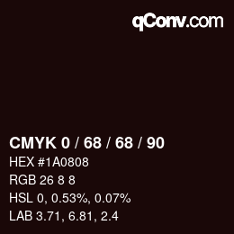 Color code: CMYK 0 / 68 / 68 / 90 | qconv.com