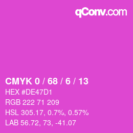 カラーコード: CMYK 0 / 68 / 6 / 13 | qconv.com