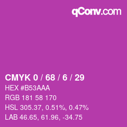 カラーコード: CMYK 0 / 68 / 6 / 29 | qconv.com