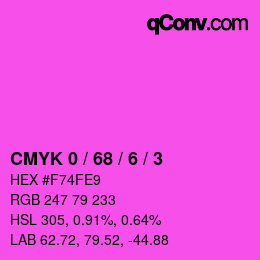 颜色代码: CMYK 0 / 68 / 6 / 3 | qconv.com