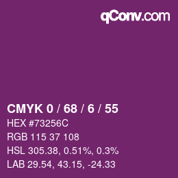 カラーコード: CMYK 0 / 68 / 6 / 55 | qconv.com