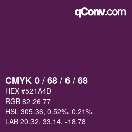 カラーコード: CMYK 0 / 68 / 6 / 68 | qconv.com